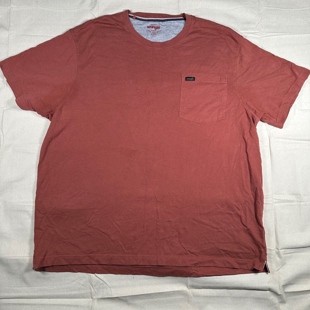 Wrangler Mens XXL Short Sleeve Pocket T-Shirt Faded Red 100% Cotton 1854625